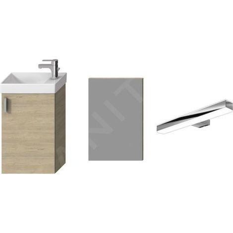 Jika Petit - Set meuble avec lave-mains, miroir et éclairage, frêne H45J5141755141 (1/2)