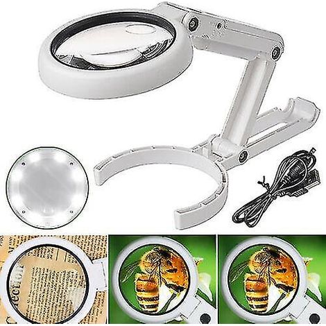 Lampe de bureau loupe avec 8 LED intégrées, lampe de lecture sur pied à pince (1/5)
