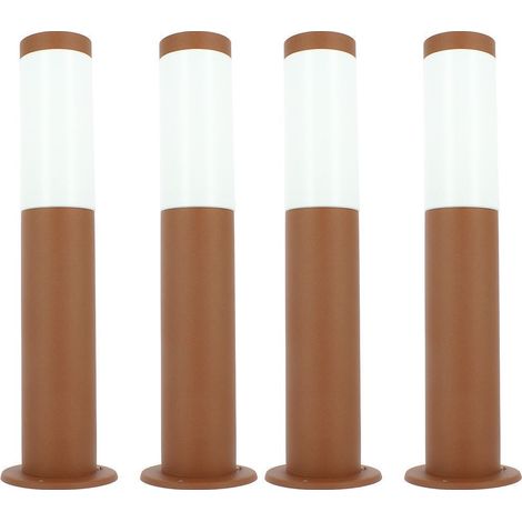 Arum Lighting – Lot de 4 bornes lumineuses d'extérieur 45cm – Acier inoxydable brun antique – Norme IP44 – Base E27 pour ampoules LED