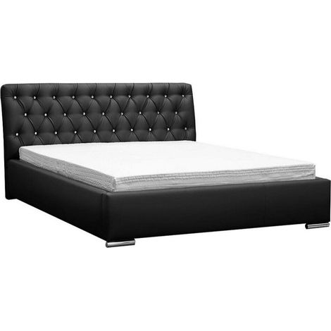 Lit Baltimore 100, Soft 011, Double, 140x200, Faux cuir, Sommier à lattes, 160x227x100cm