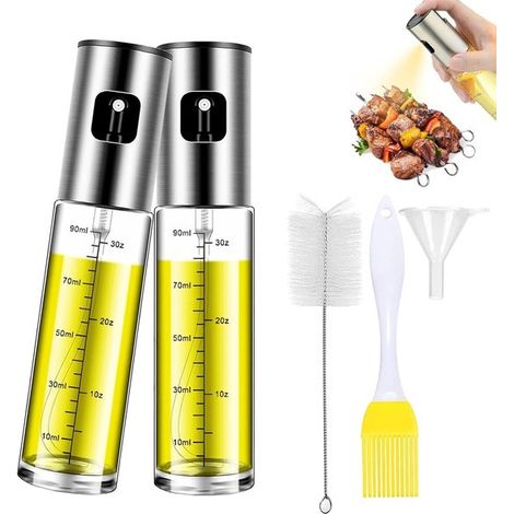 Flacone spray per olio per friggitrice ad aria - Spray per olio da cucina con ciotola e imbuto - Spruzzatore per olio per insalate, grigliate, cottura al forno - 2 pezzi (1/5)