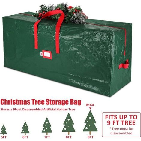 sac de rangement à fermeture éclair Sac de rangement pour arbre de noël, mallette de rangement de luminaire lit Vert (1/5)