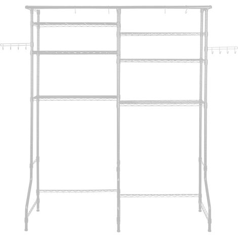 Mophorn Estante de almacenamiento para lavadora y secadora, organizador de 6 niveles con barra y ganchos,estantes ajustables de doble fila para lavandería, diseño que optimiza el espacio, color blanco