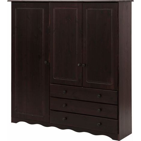 Armoire à linge 3 portes 3 tiroirs marron (1/5)