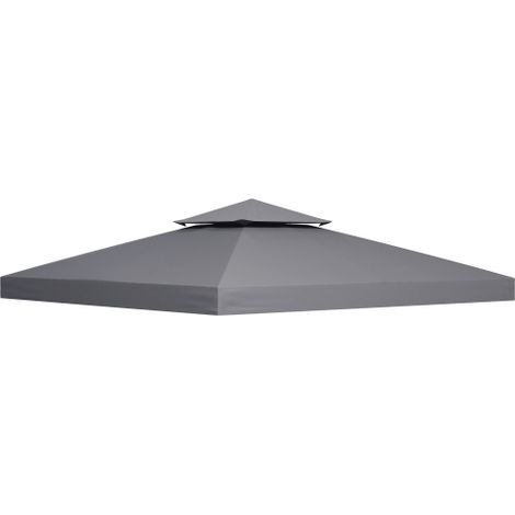 3(m) Gazebo Top Cover Double Tier Canopy Replacement Pavilion Roof Deep Grey