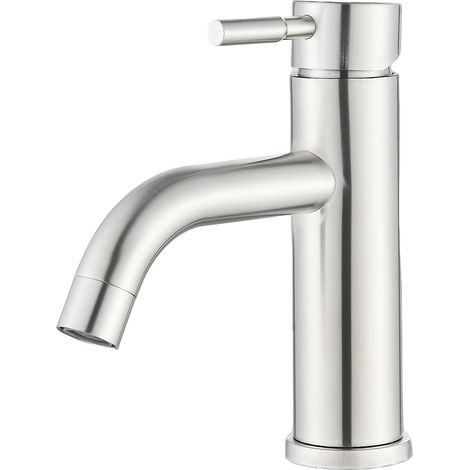 Einhebel-Waschtischarmatur, Messing, Keramik, gebürstetes Nickel (1/5)