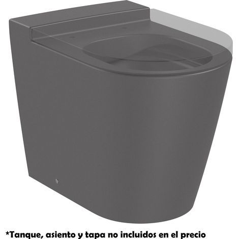 Taza Rimless® adosada a pared con salida dual para tanque alto o empotrable ROUND INSPIRA - ROCA Color: Onix (1/4)