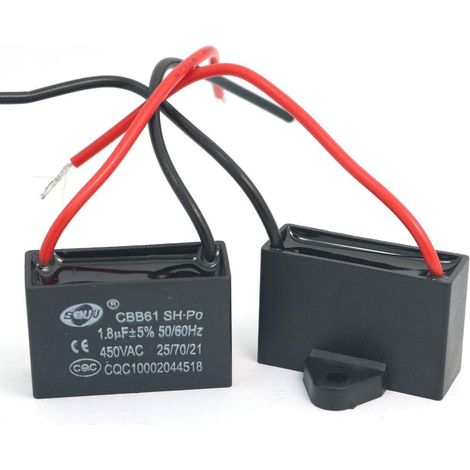 2Pcs CBB61 1.8uF 450V AC 50/60Hz Fan Motor Current Capacitor (1/5)