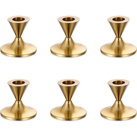 Candelabros decorativos de metal dorado, 6 unidades