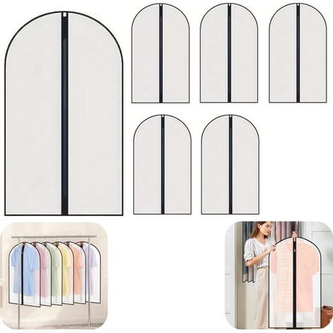 Housses de vêtements lot de 6 de 60 x 100 cm - housses étanches à fermeture éclair, transparentes (1/5)