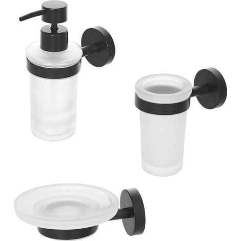 Set accessori a muro 3 pezzi in acciaio nero opaco e viti incluse Chic Black (1/4)