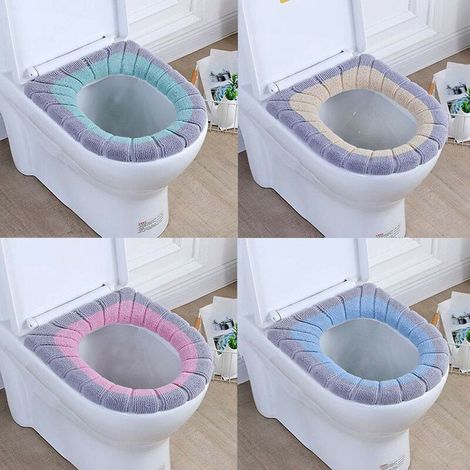 4pcs coussins de couverture de siège de toilette coussin de toilette de salle de bain plus chaud, anneau en plastique intégré universel pour les femmes, les futures mères, les personnes âgées