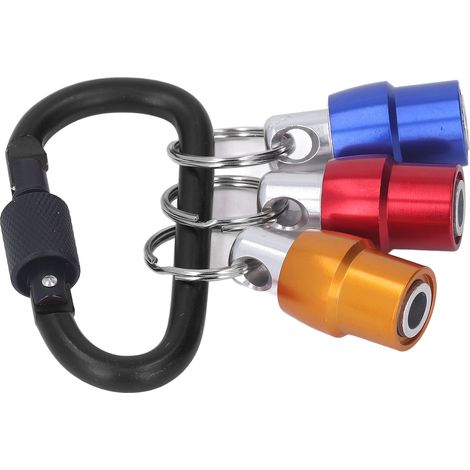 Porte-embouts de tournevis à queue hexagonale 1/4in, 3 coloris, changement rapide, porte-clés portable pour perceuse, noir (1/5)