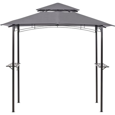 Gazebo da esterno 240 x 148 cm Tettoia in tessuto Telaio in acciaio Grigio Naro