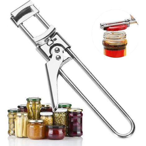 Ouvre-bouteille, ouvre-boîte, ouvre-boîte de cuisine professionnel, ouvre-bocal en acier inoxydable à taille réglable (1/5)