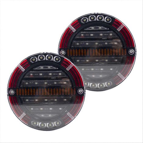 Feux arrière LED ronds 2 pièces pour remorque, avec stop, clignotant et éclairage diurne (1/5)