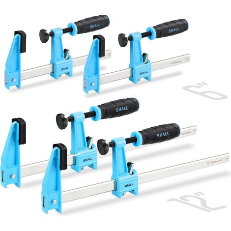 Schraubzwingen Set 4 Stück, 150/300mm, 272kg Spannkraft, Edelstahl (1/5)