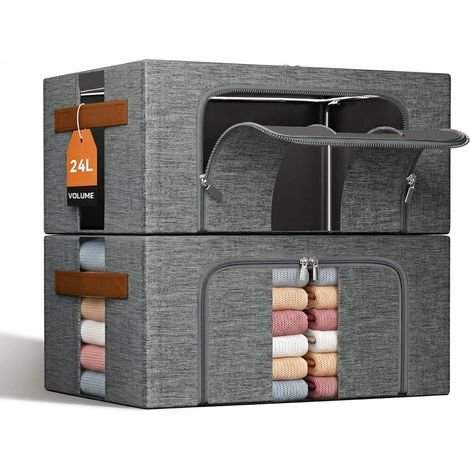 Boite Rangement Vetement Pliable: Sac de Empilables Cadres Métal (1/5)