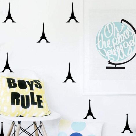 Sticker mural en vinyle à motif de tours, à faire soi-même, pour chambre d'enfant, décoration murale (doré) (1/5)
