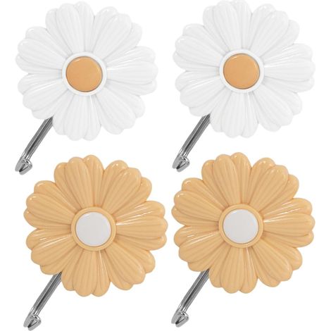 Wall Hooks No Drilling Design 4 Pieces Daisy Shape Stainless