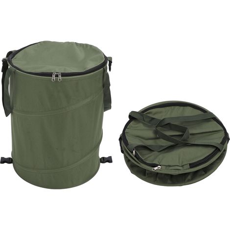 Contenitore da campeggio portatile, capiente e multifunzionale, realizzato in tessuto Oxford 600D, pieghevole e con coperchio, di colore verde oliva. (1/5)