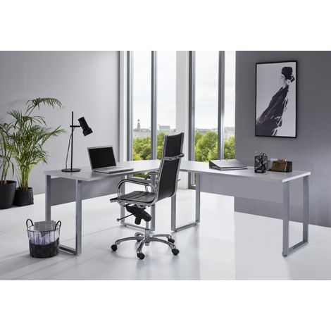 BMG Möbel Büromöbel komplett Set, Office Edition, Winkelschreibtisch, Grau