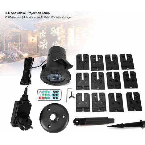 Toivize-Projecteur LED Neige - IP44 - Télécommande - 12 motifs - Déco Noël Jardin Extérieur Lumière Blanche Plastique (1/4)