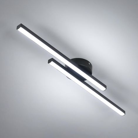COMELY Plafonnier LED Noir Dimmable, 17W, Luminaire Moderne avec 2 Longues Bandes, Lampe Lumière 3000K-6500K, Plafonnier Moderne pour Salon, Chambre, Cuisine, Salle à Manger (1/5)