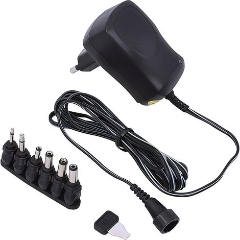 Bloc Alimentation Universel 12V – 600mA – GEFOM – 6 Connecteurs Inclus – Chargeur Polyvalent