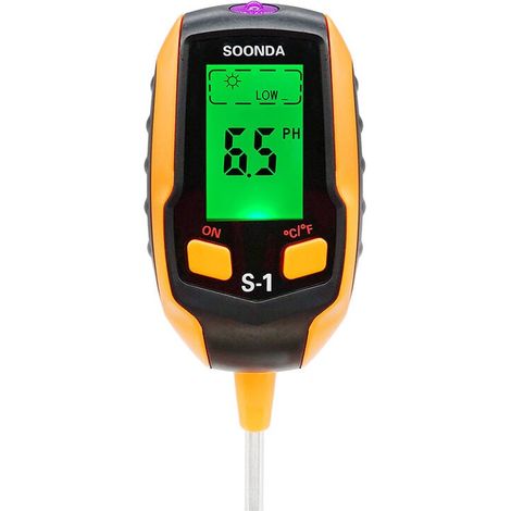 Boden-pH-Tester, 4-in-1-Digitalgerät zur Messung von Boden-pH-Wert, Feuchtigkeit, Licht, pH-Wert und Bodentemperatur, Gartenwerkzeug-Set für die Pflanzenpflege