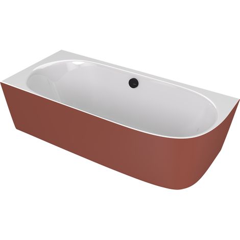 SUSSI L Baignoire d'angle sur pied en fonte de marbre 160x70x50cm, blanc/marron mat (1/4)