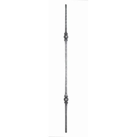 Barreau martelé avec 2 boules - Hauteur 1000mm carré de 14mm - Fer forgé - À souder - DECO FER FORGE