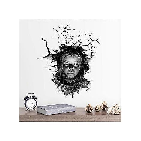 SZTXJ 3D Halloween-Wandtattoos, Abnehmbare Halloween-Wandtattoos mit weiblichem Geist, Gruselige Halloween-Wandtattoos für die Schlafzimmerdekoration, Halloween