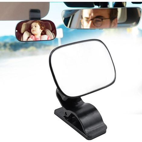 Miroir Voiture Bébé, Bébé Vue Arrière Miroir Avec Clip Rotation à 360° Rétroviseur Voiture Bébé pour Vue Large Sécurité Sièges Arrière, 9 5,7 cm pour Parents (1/5)