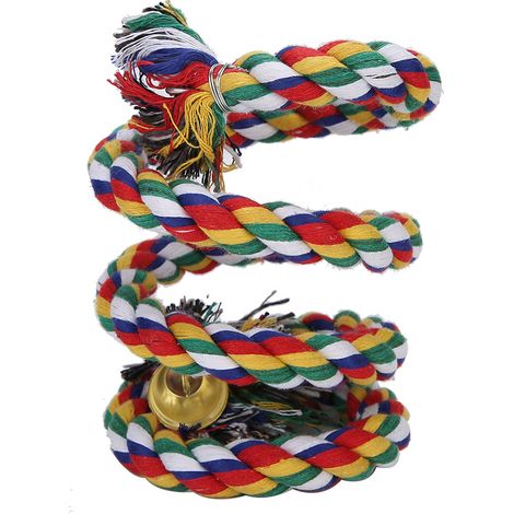 Jeffergarden Corde de coton suspendue colorée, harnais debout pour oiseaux, perroquet, corde d'escalade à mcher, jouets (1/5)