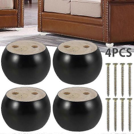 Pieds ronds en bois massif, 10 cm de diamètre et 5 cm de hauteur, compatibles avec canapés, chaises, repose-pieds, armoires, etc., en bois d'eucalyptus, noir. (1/5)