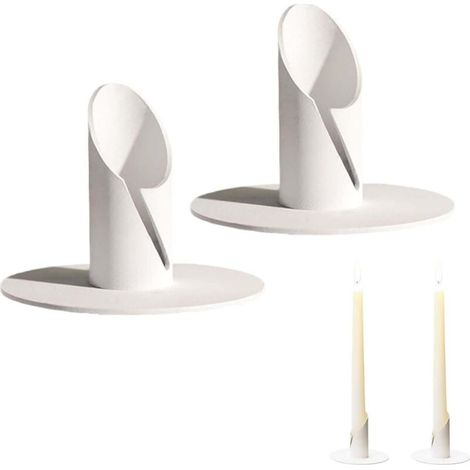 Candlestick, 2 Pieces 2.2cm Candlestick for Dinner, Metal Candle Holders, Pillar Candle Holder, Vintage Chandelier, for Weddings, Christenings, Parties, Evenings, White (1/5)
