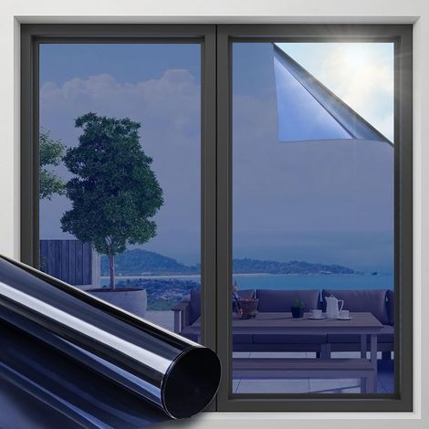 Lámina para ventanas de visión unidireccional, con aislamiento térmico y reflectante, apta para el hogar y la oficina, 80 cm x 300 cm (azul). (1/4)