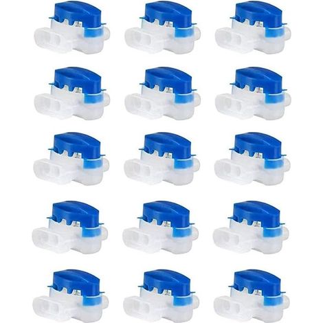 15 Pcs connecteur de câble étanche 3 trous connecteurs de fils électriques sertis connecteur de tondeuse à gazon rempli de gel avec, 314 Connecteurs de Câble Parfait pour Jardin et Extérieur (blau)