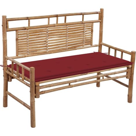 Banc de jardin Banc d'extérieur Banquette avec coussin 120 cm Bambou 51723 (1/5)