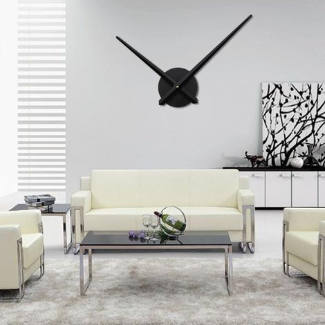 Horloge Murale 3D, Horloge à Quartz Bricolage 3D, Horloge métallique 3D Bricolage Mains Horloge métallique Moderne avec 2 Aiguilles, Horloge pour décoration de Salon (Noir) (1/5)