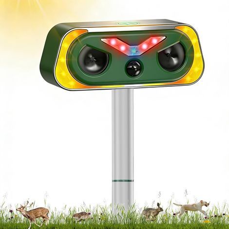Solar Ultrasonic Animal Repellent IP68 Waterproof 2 Detection Modes 10m For Garden Cats Dogs (1/5)