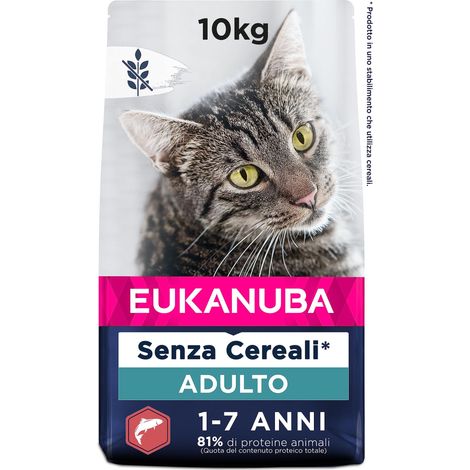 EUKANUBA Grain Free cibo secco per gatti adulti, ricco di salmone 10kg (1/5)
