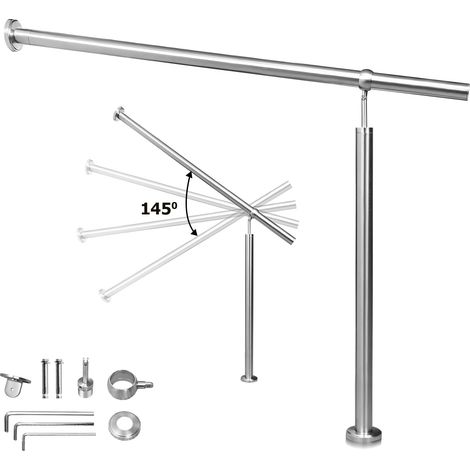 Wolketon Ringhiera d'ingresso in acciaio inox 120 cm ringhiera per interni ed esterni corrimano da parete montaggio laterale angolo regolabile
