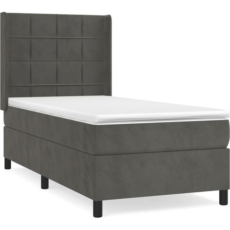 Maison Exclusive - Giroletto a Molle con Materasso Grigio Scuro 90x190 cm Velluto