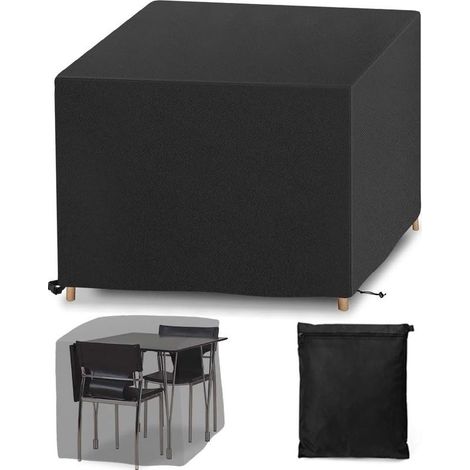 Housse Salon Jardin 123x123x74cm Oxford Protection Bache Table de Jardin Mobilier Extérieur Imperméable Coupe-Vent Anti-UV Résistant Au Froid housse table jardin Noir (1/5)