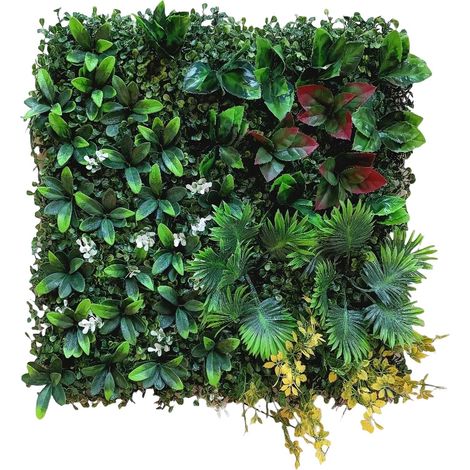 Lot de 16 Murs de Plantes artificielles - 50 x 50 cm - Protection UV - Décoration Murale pour l'intérieur et l'extérieur - Haie de buis réaliste pour Mur, Balcon, Jardin (1/5)