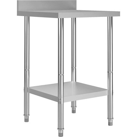 Table de travail de cuisine avec dosseret-Plan de travail de cuisine-Îlot de cuisine 60x60x93 cm Inox (1/5)