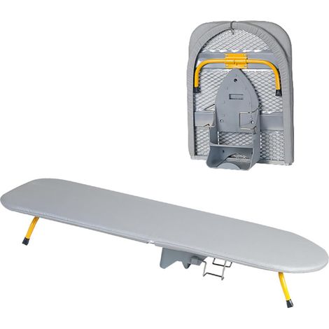Table à repasser pliante avec repose-fer, 81 x 30 cm, compacte, revêtue de coton, encombrante, avec support pour fer (gris argenté) (1/5)