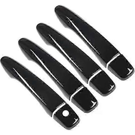 Convient pour Nissan Navara Frontier D23 16-20, cache de poignée de porte en chrome noir brillant (noir brillant, 1 trou de serrure) (1/5)